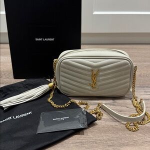 Authentic Saint Laurent Mini Lou Monogramme white